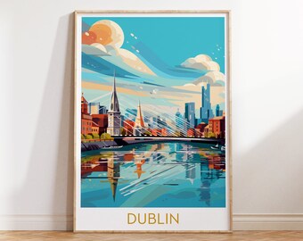 Retro Dublin Travel Poster Ireland Prints, Irish Decor Dublin City Poster Europe City Prints, Dublin Wall Art Vintage Decor Digital Download