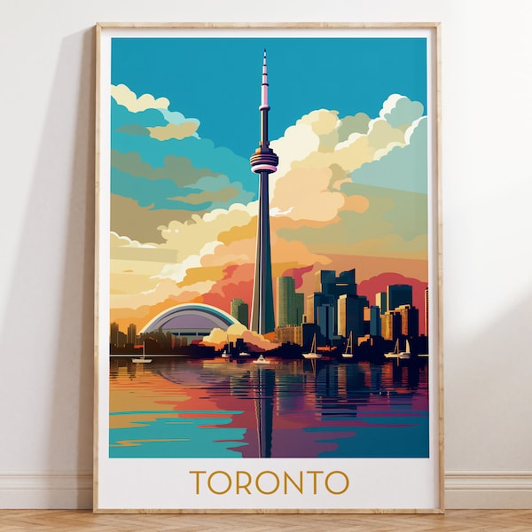 Toronto Travel Poster City Scape Vintage Wall Decor Print Maximal Mid Century Modern Wall Hanging Eclectic Home Decor Digital Download