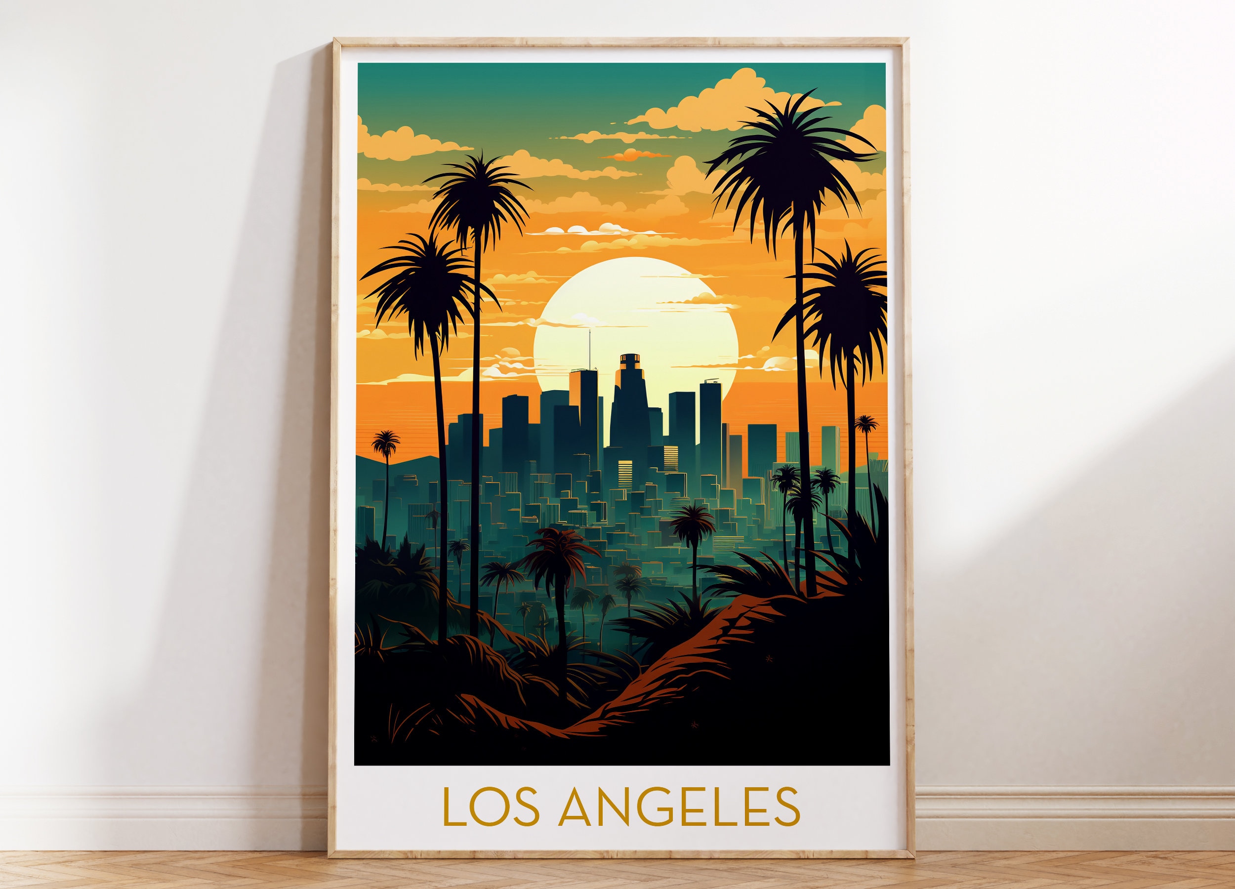 Los Angeles Travel Poster Retro Wall Art LA Travel Poster CA