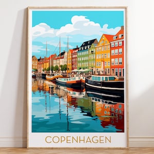 Copenhagen Travel Poster Pop Art Wall Decor Vintage Denmark Travel Print, Eclectic Wall Art Aesthetic Mid Century, Vibrant Digital Download