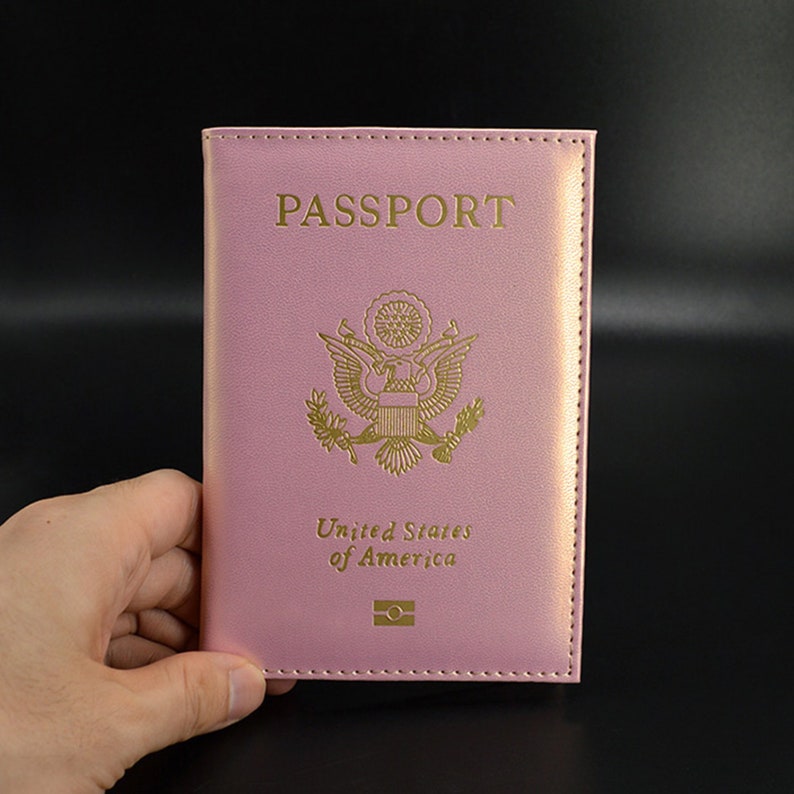 Passport Cover With Name USA, Cute Pink Personalized Passport Holder, Designer Travel Passport Case Pouch, Cute Passport Cover, Passport image 2