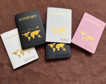 Personalisierte Reisepasshülle mit Namen, einzigartige gravierte Reisepasshülle für Paare, Laser-Namenspasshülle, personalisierter Namenspass