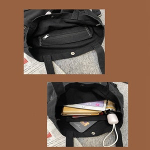 School Canvas Tote Bag, Shoulder Bag for Students, Large Capacity, Messenger Bag for Boys and Girls, Laptop Bag, College Bag, University Bag image 5