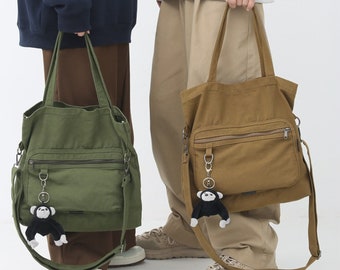 Schultasche aus Canvas, Umhängetasche für Studenten, große Kapazität, Umhängetasche für Jungen und Mädchen, Laptoptasche, Collegetasche, Universitätstasche