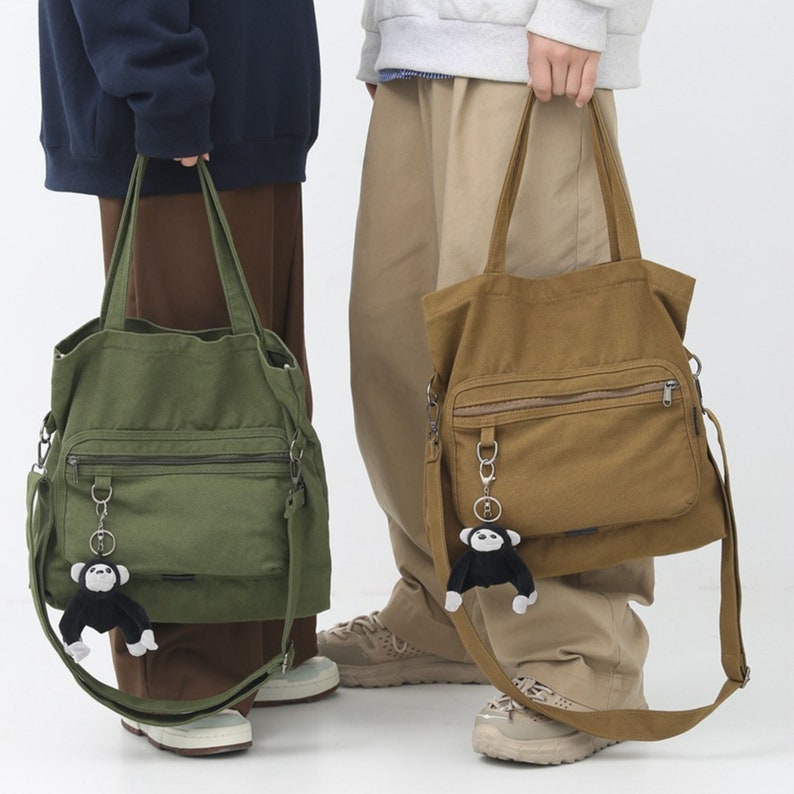 School Canvas Tote Bag, Shoulder Bag for Students, Large Capacity, Messenger Bag for Boys and Girls, Laptop Bag, College Bag, University Bag image 1