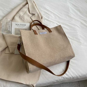 Cord Umhängetasche, Schultertasche Umhängetasche, Handtasche, wiederverwendbare Schultertasche, Tote Schultertasche, Tasche für Frauen, süße Tasche, Laptop Khaki