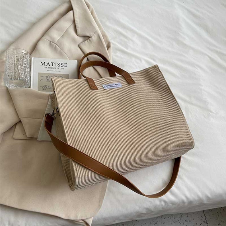 Cord Umhängetasche, Schultertasche Umhängetasche, Handtasche, wiederverwendbare Schultertasche, Tote Schultertasche, Tasche für Frauen, süße Tasche, Laptop Khaki