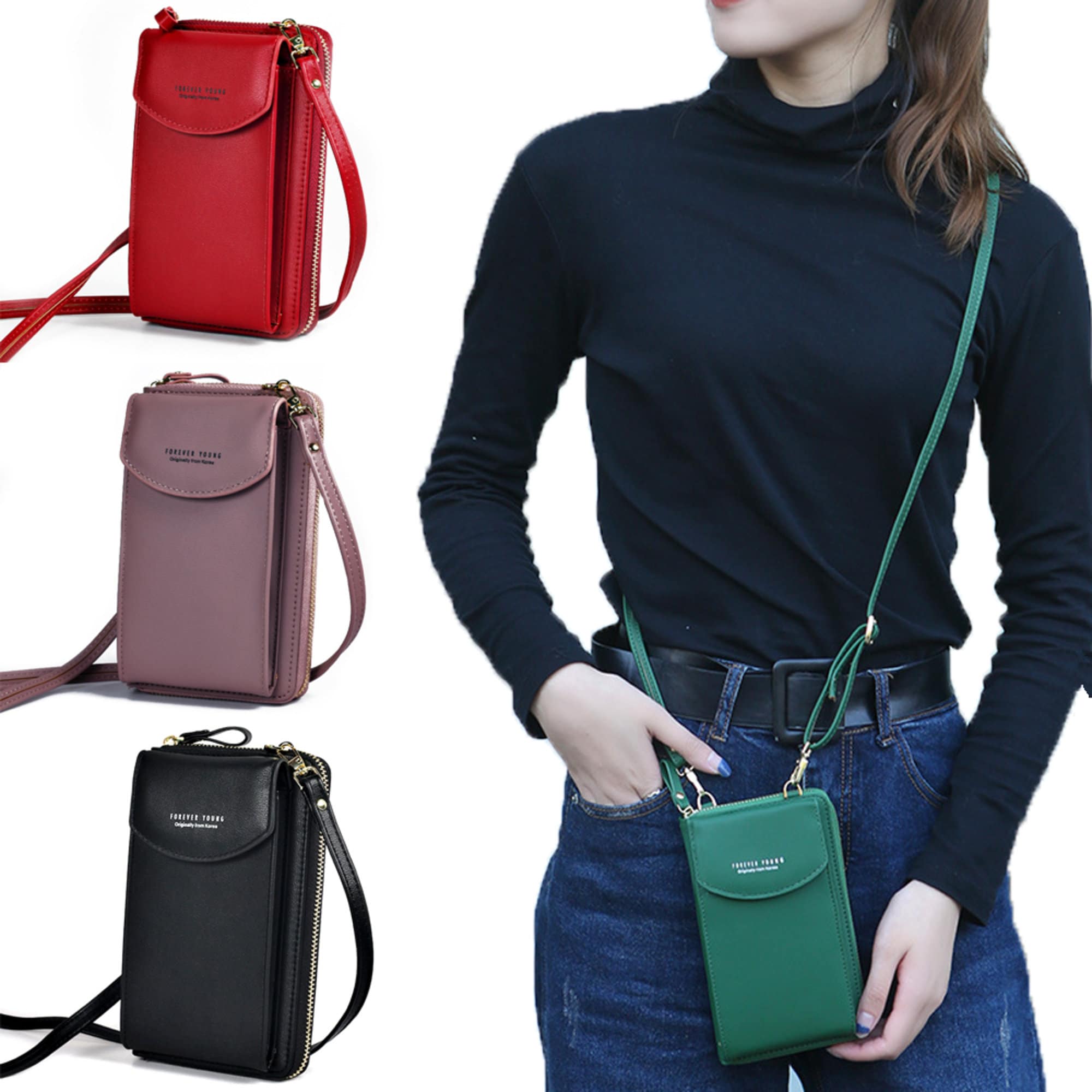 Cenlang Lightweight Small Dome Zipper Pocket Crossbody Bag Mini Shoulder  Bag with Adjustable Strap Trendy Designer Phone Wallet Purse