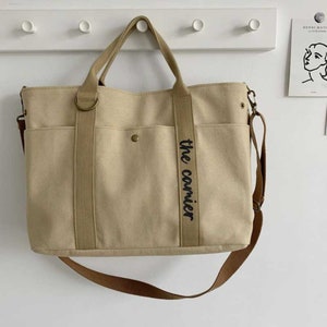 Frauen Tote Bag, Canvas Schultertasche, Handtasche, wiederverwendbare Schultertasche, Cord Schultertasche, Tote Bag für Frauen, Tote Bag, Cross Body Bag Khaki