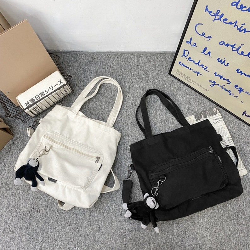 School Canvas Tote Bag, Shoulder Bag for Students, Large Capacity, Messenger Bag for Boys and Girls, Laptop Bag, College Bag, University Bag image 3