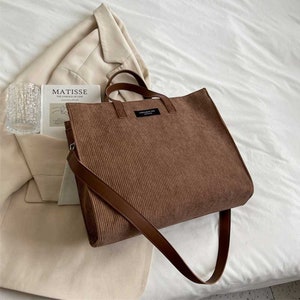 Cord Umhängetasche, Schultertasche Umhängetasche, Handtasche, wiederverwendbare Schultertasche, Tote Schultertasche, Tasche für Frauen, süße Tasche, Laptop Coffee