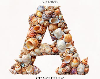 Seashell Clipart Alphabet Letters | PNG Beach Life Fonts | Sea Shell Typography | Digital Download