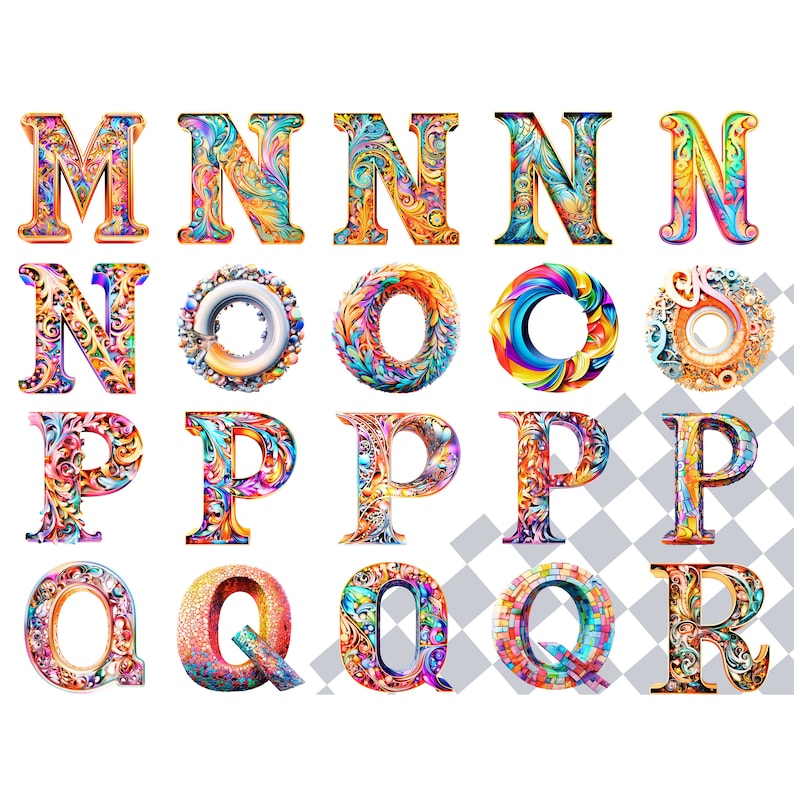 Decorative Clipart Alphabet Letters | PNG Avant Garde Fonts | Fancy ...