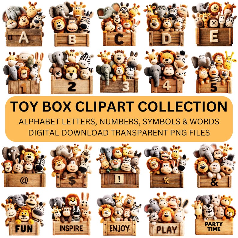 Toy Box Clipart Animal Alphabet Letters PNG | Safari Themed Numbers ...