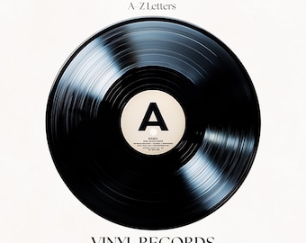Schallplatte Alphabet Clipart | Retro Musik PNG Bündel | Digitaler Download
