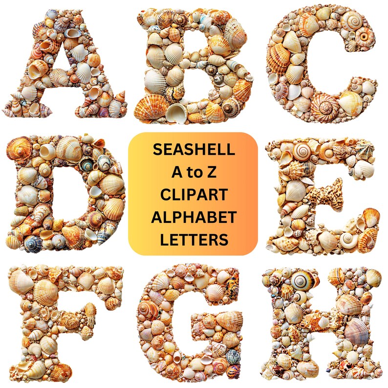 Seashell Clipart Alphabet Letters | PNG Beach Life Fonts | Sea Shell ...
