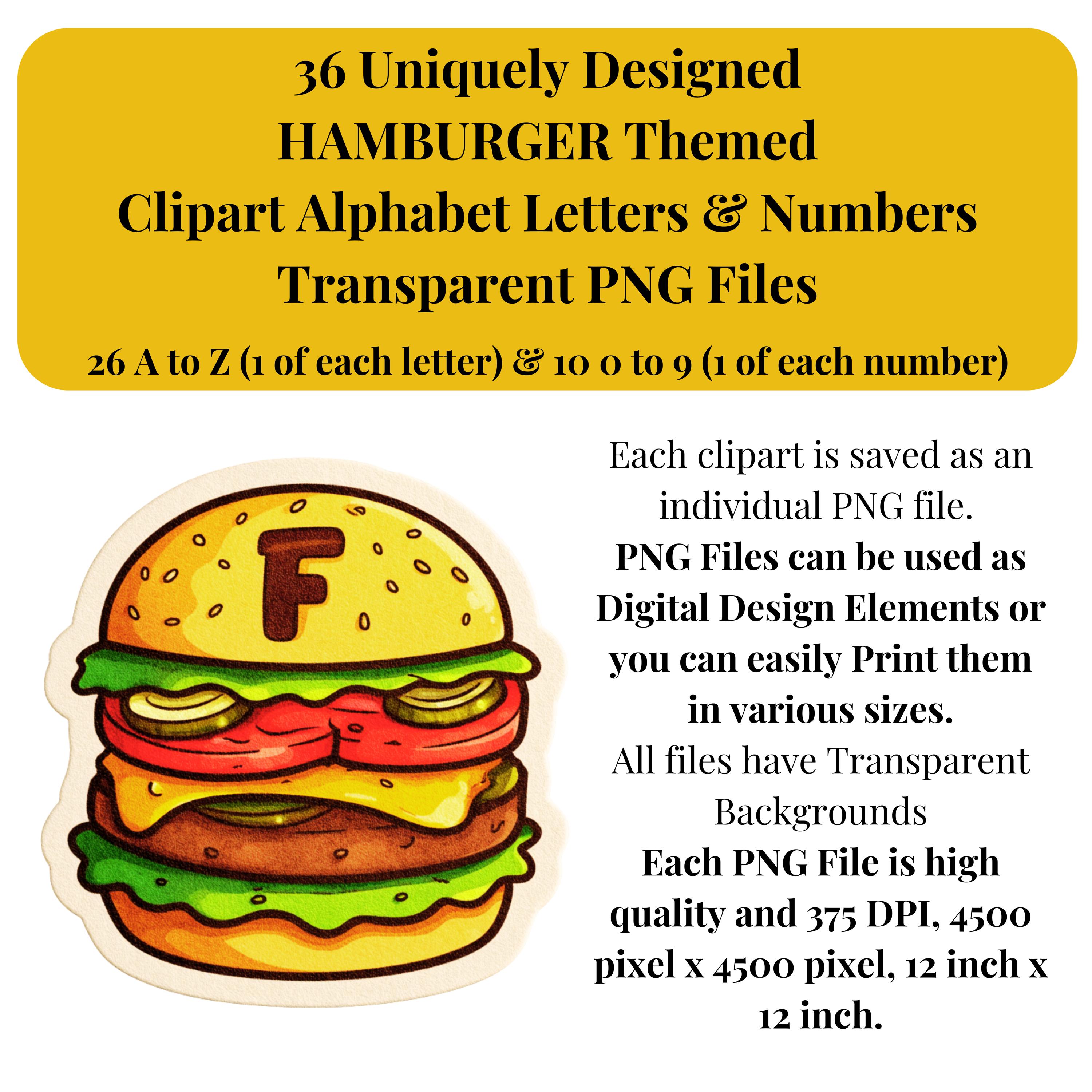 Hamburger Alphabet PNG Clipart | Burger Letters & Numbers for Crafts ...