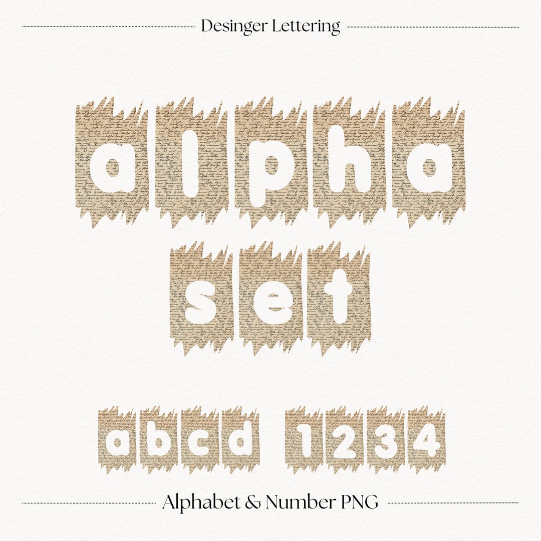 Handwritten Alphabet PNG Letters & Numbers | Vintage Ripped Paper ...
