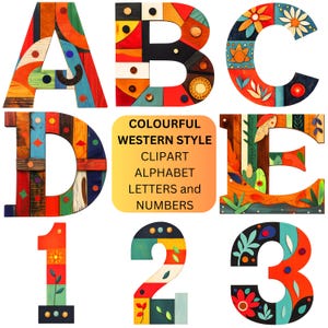 Clipart di caratteri in stile occidentale, lettere dell'alfabeto e numeri per il fai da te con Cricut, design carini per Canva in formato PNG, effimeri vintage in difficoltà