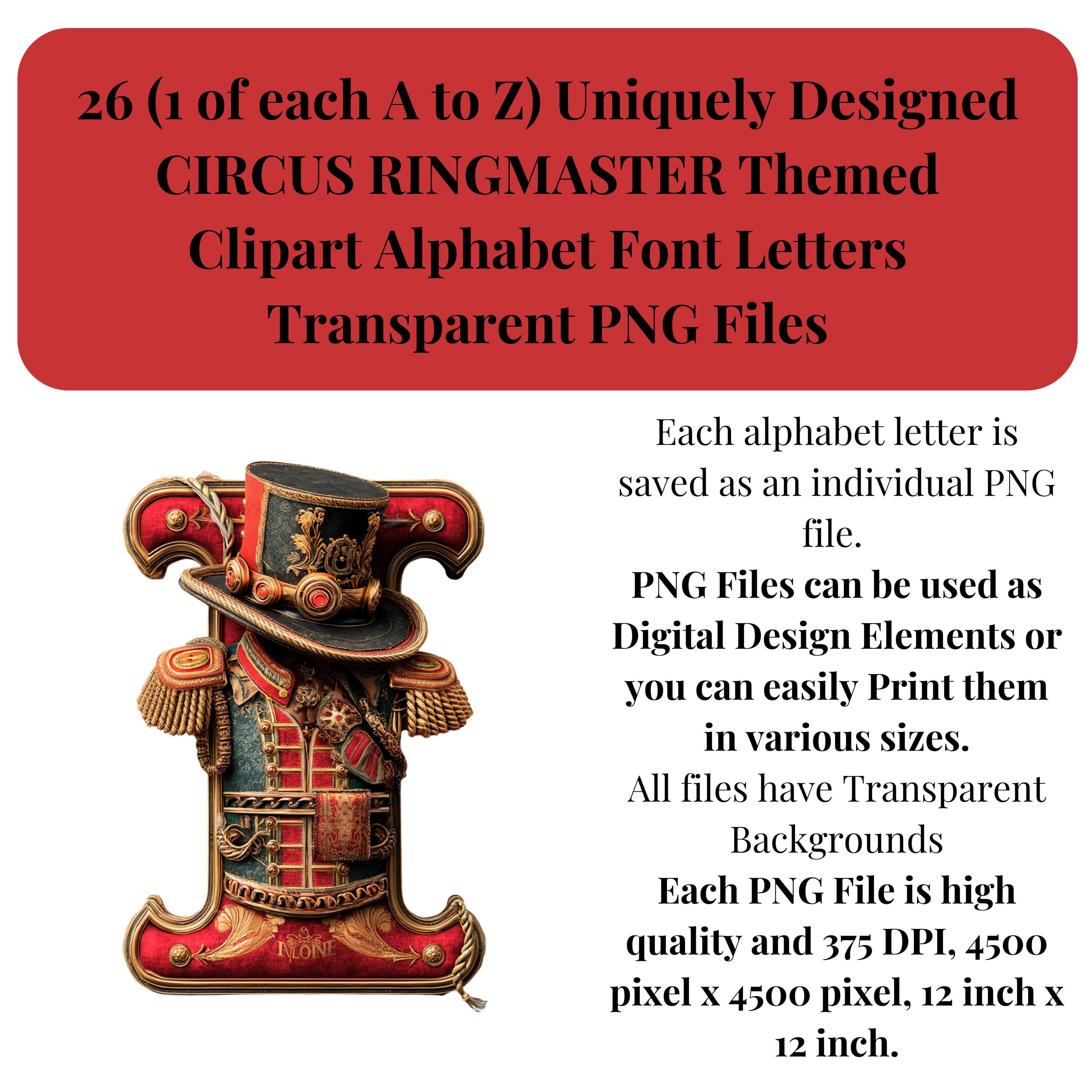 Circus Ringmaster Clipart Alphabet Letters, Carnival PNG Lettering ...