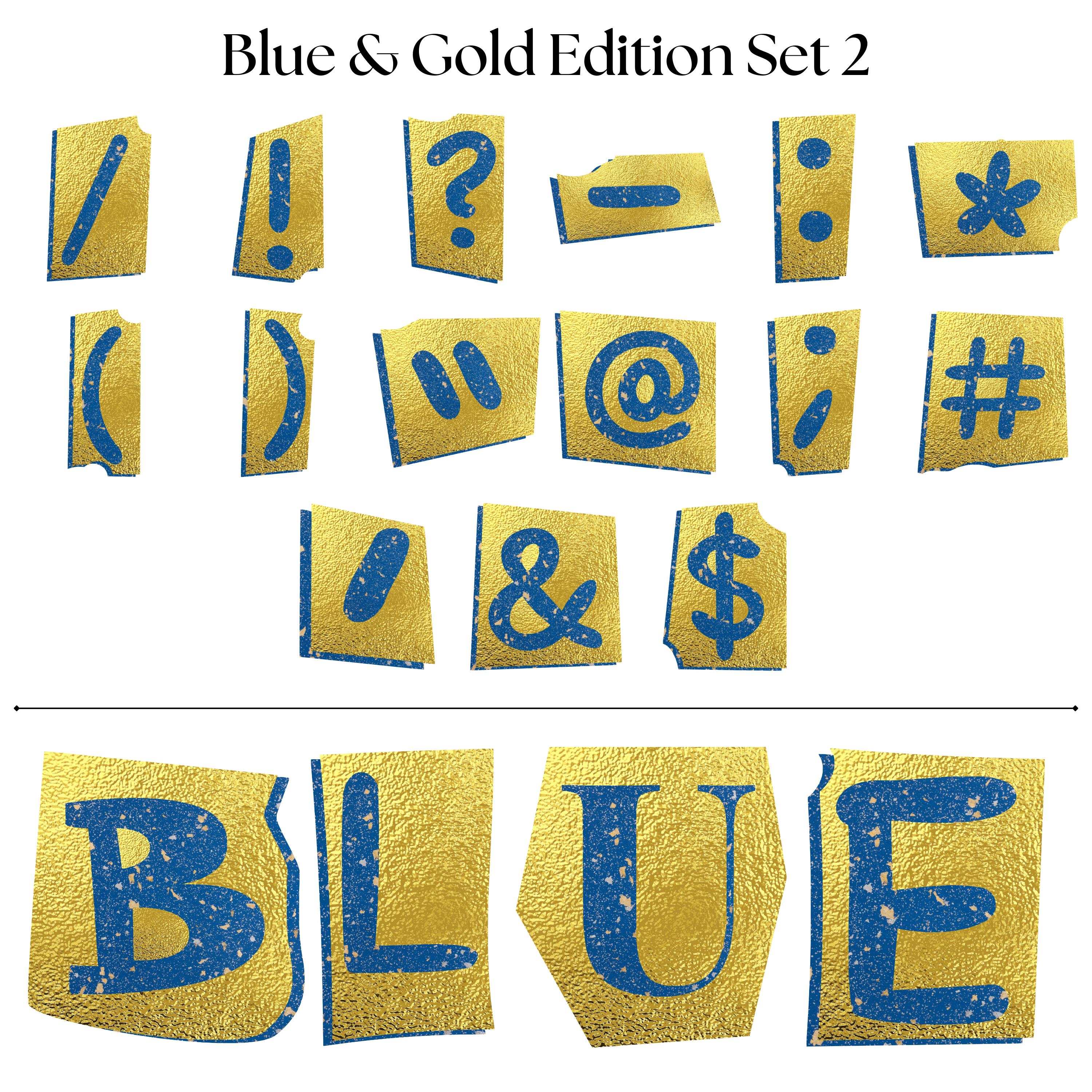 Luxe Ransom Alphabet PNG – Gold & Blue Letters, Cut Out Typography, 210 ...