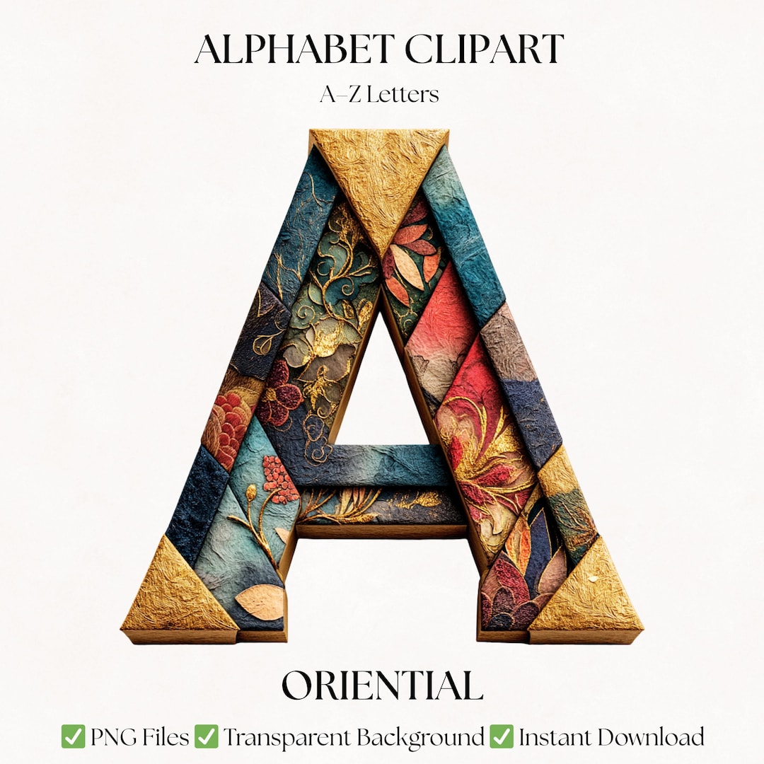 Oriental Clipart Alphabet Letters | PNG Lettering Fonts | Asian ...