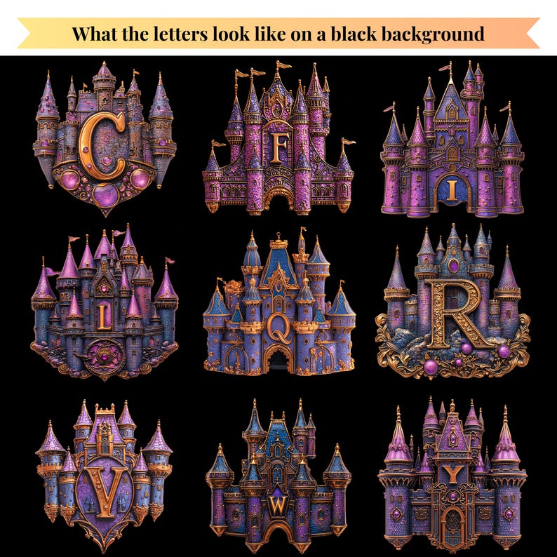 Castle Clipart Alphabet Letters | Whimsical PNG Fonts | Fun Typography ...