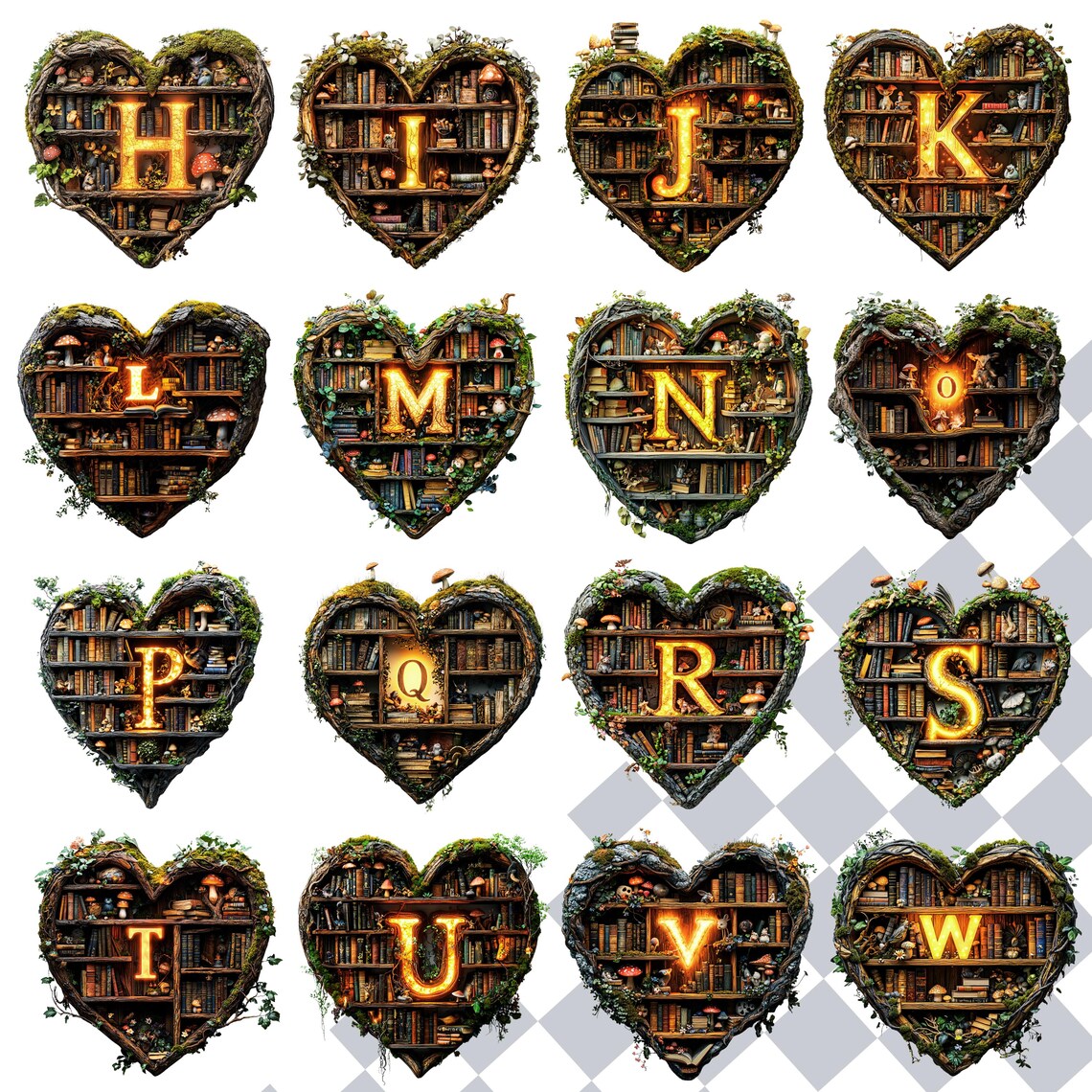 Bookcase Clipart Letters | Book Themed Alphabet PNG Images | Bookish ...