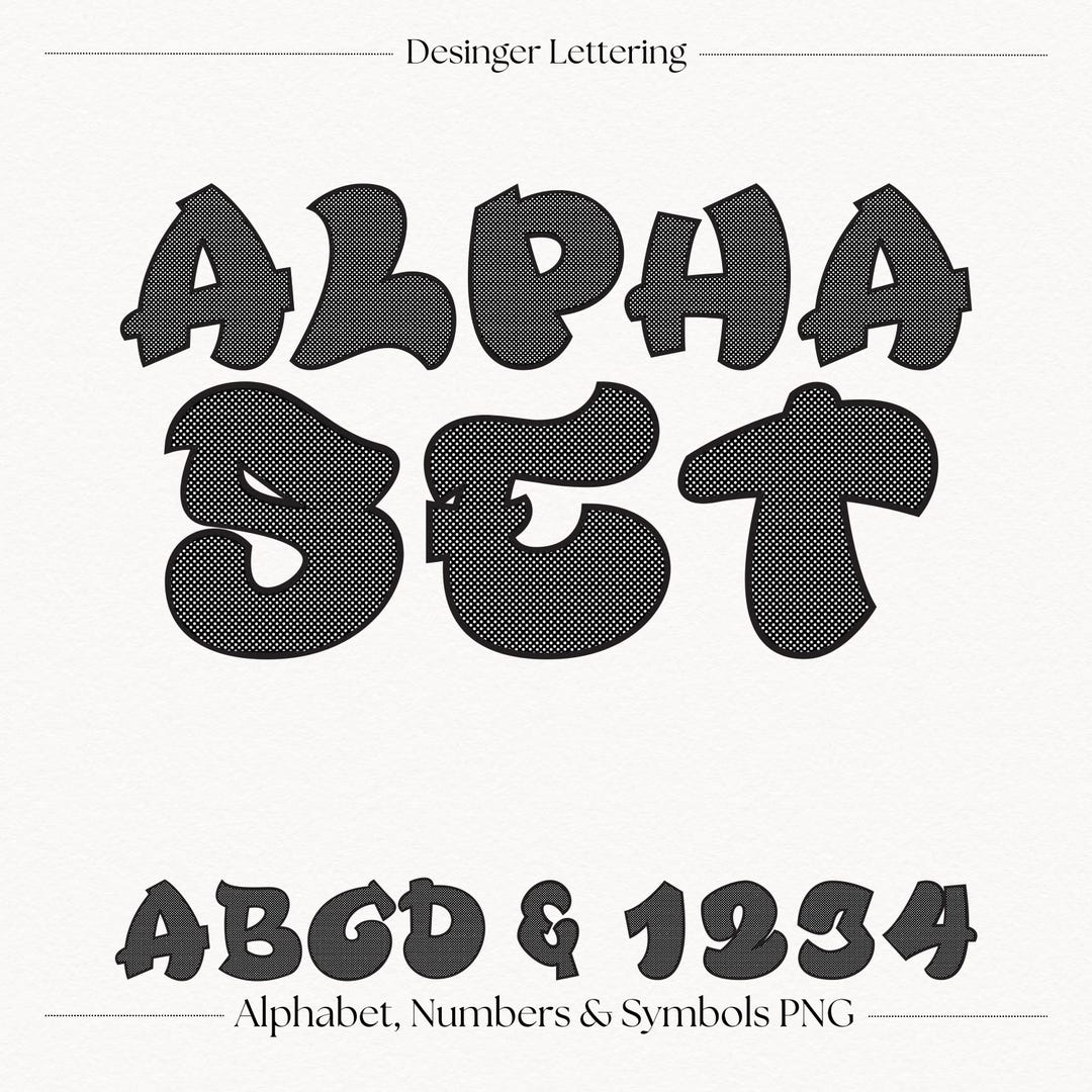 Black Dot Graffiti Alphabet, Bold Comic Halftone Letters, Clipart PNG ...