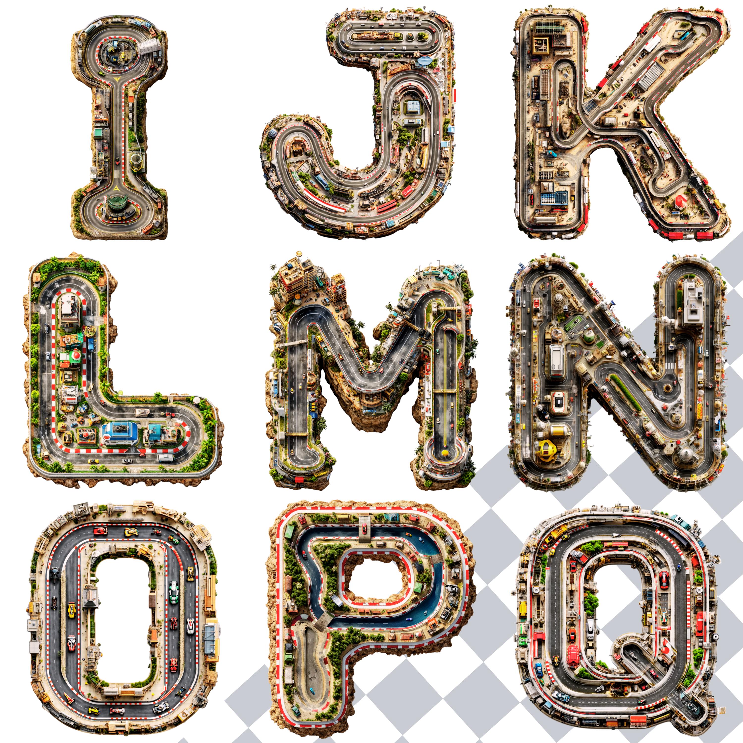 Letter R Racing Track Racing Clipart Alphabet Letters | Car Race Track PNG Font Set | Racing ...