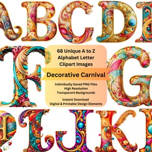 Circus Clipart Alphabet Letters PNG Files for Carnival Digital Download, Scrapbooking Vintage Ephemera, Junk Journal, Cricut DIY Arts Crafts