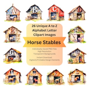 Horse Clipart Alphabet Letters PNG Files for Western Digital Download, Scrapbooking Ephemera, Junk Journal, DIY Cricut Crafts & Sublimation