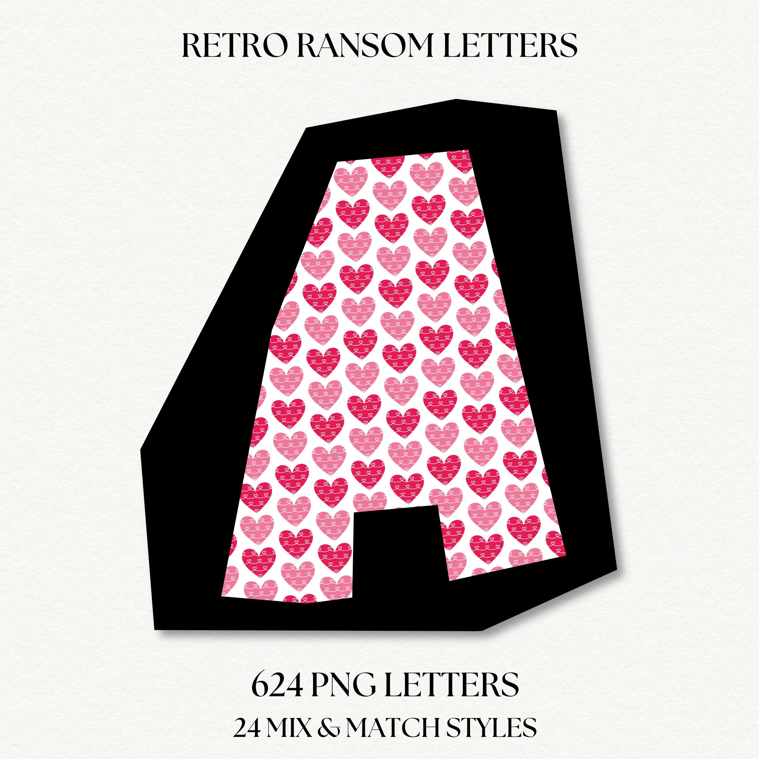 Retro Ransom Alphabet Bundle - Pink | PNG Clipart Letters | Cutout Font ...