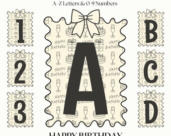 Birthday Party Letters & Numbers | Celebration Lettering Set | PNG Alphabet Clipart Bundle | Monogram Initials