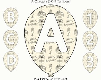 Alphabet Letters PNG | A-Z Balloon Font | Birthday Party Clipart |Transparent Lettering, Numbers & Symbols | Monogram Initials