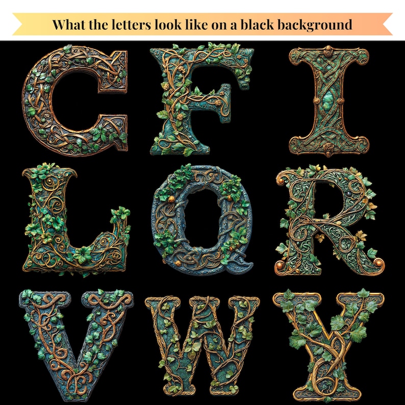 Celtic Alphabet Clipart | Illuminated Letter PNG Bundle | Irish ...