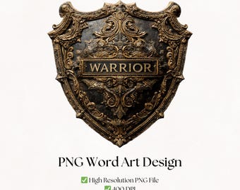 Krieger Clipart Bild | Fantasy Schild Wort Kunst PNG Datei | Digitaler Download
