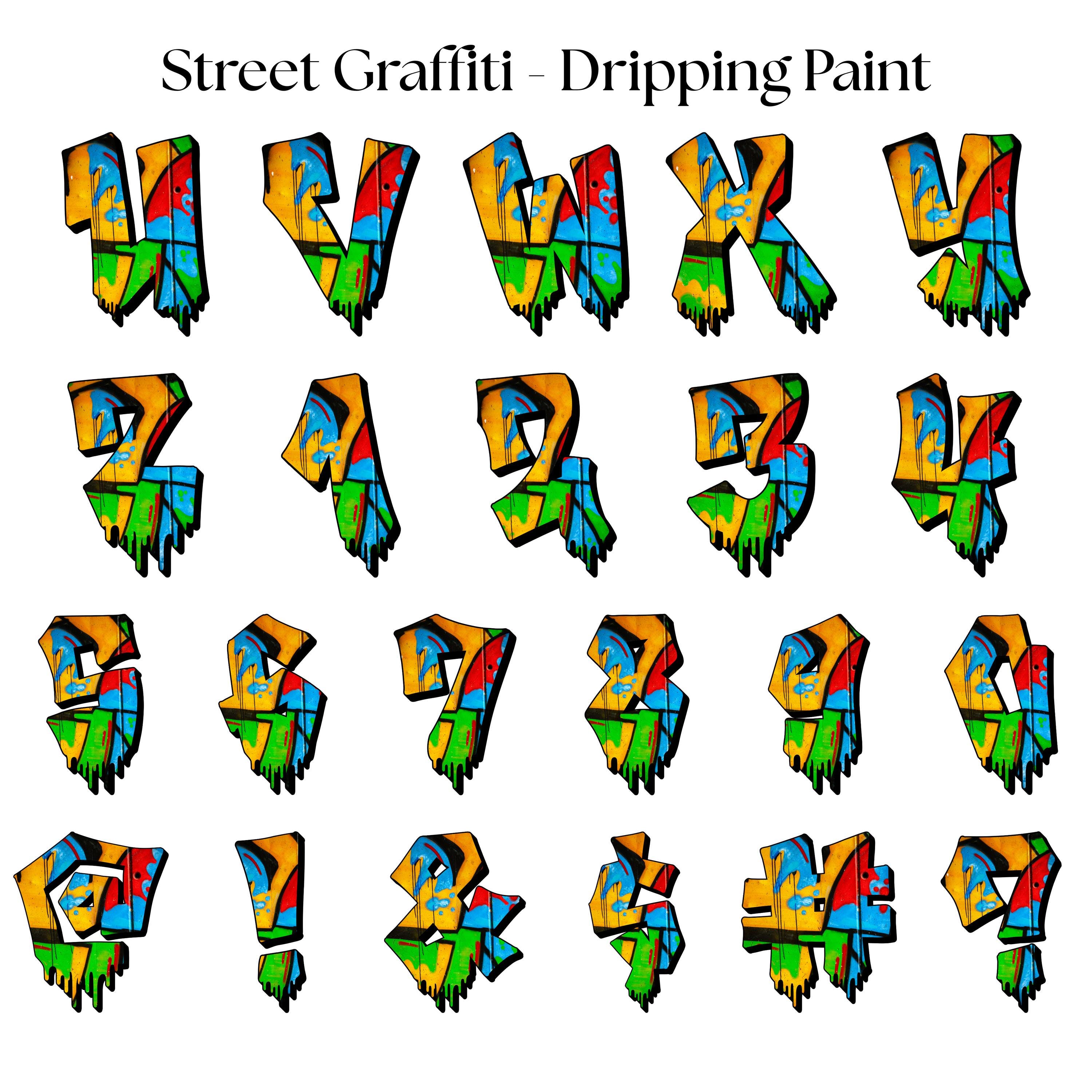 Dripping Paint Graffiti Alphabet PNG – Urban A-Z Letters, 0-9 Numbers ...