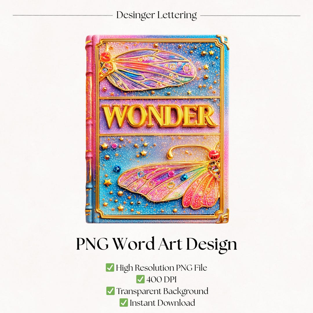 Wonder Rider Book Vector Wonder Book Word Art PNG | Booklover Clipart for Junk Journal ...