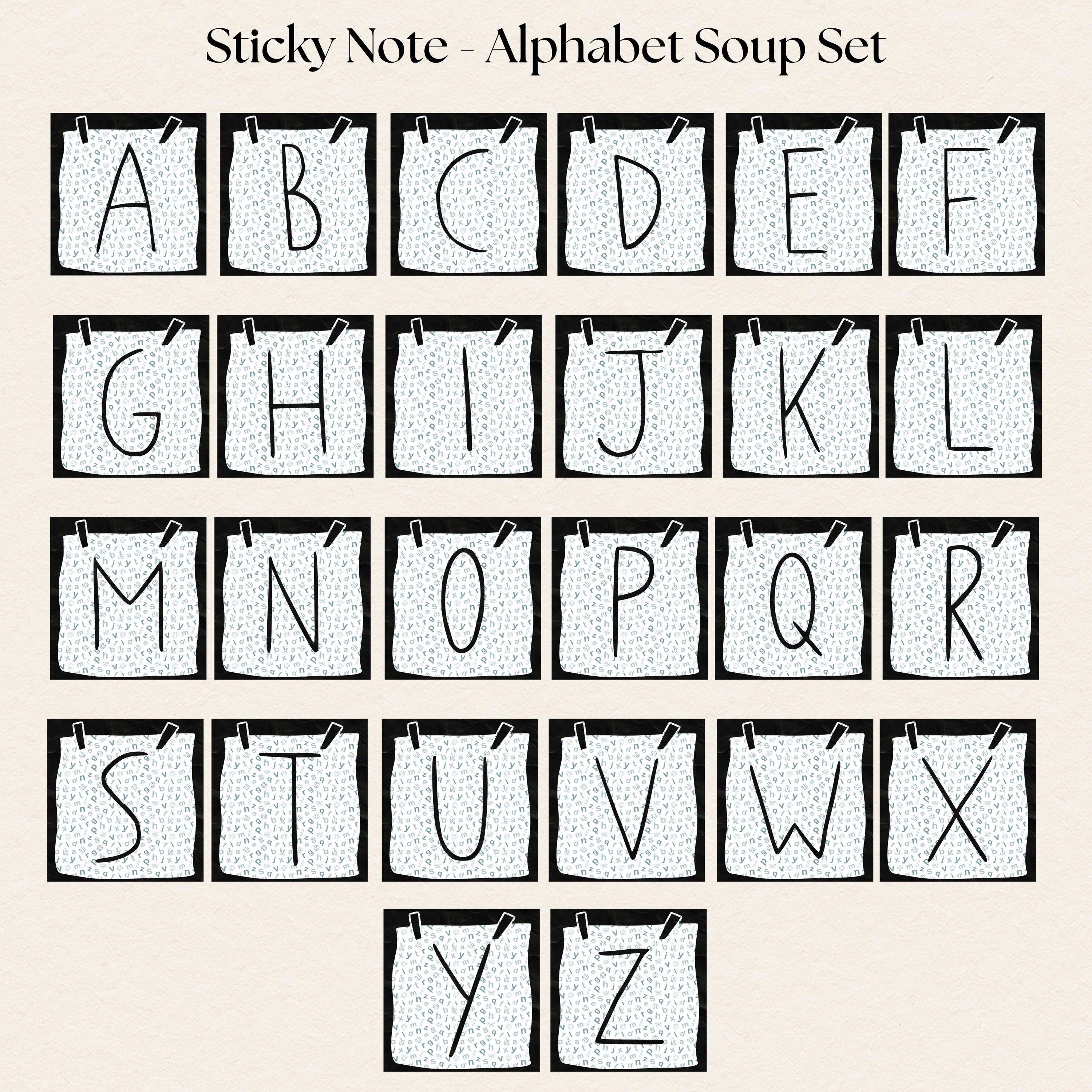 Alphabet Sticky Note Letters PNG, Uppercase Lettering, Printable ...