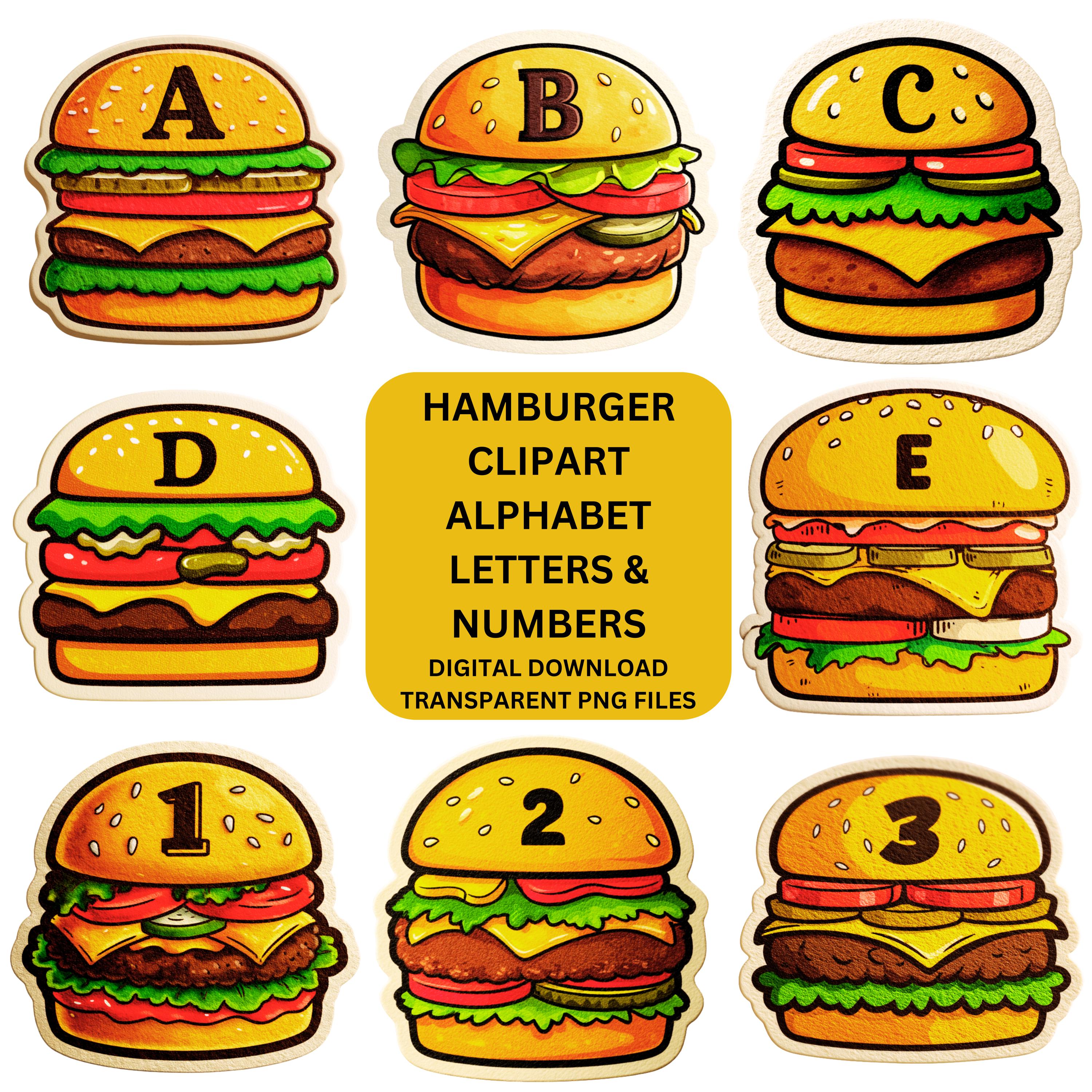 Hamburger Alphabet PNG Clipart | Burger Letters & Numbers for Crafts ...