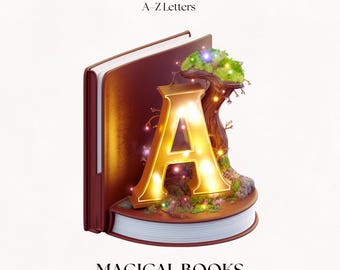Magical Book Clipart Alphabet Letters | PNG Watercolour Bookish Images | Fantasy Library Lettering