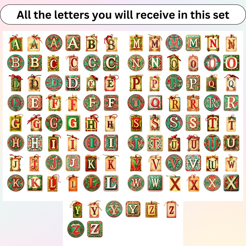 Retro Christmas Alphabet Letter Cut Outs: Printable Fonts (PDF Download ...
