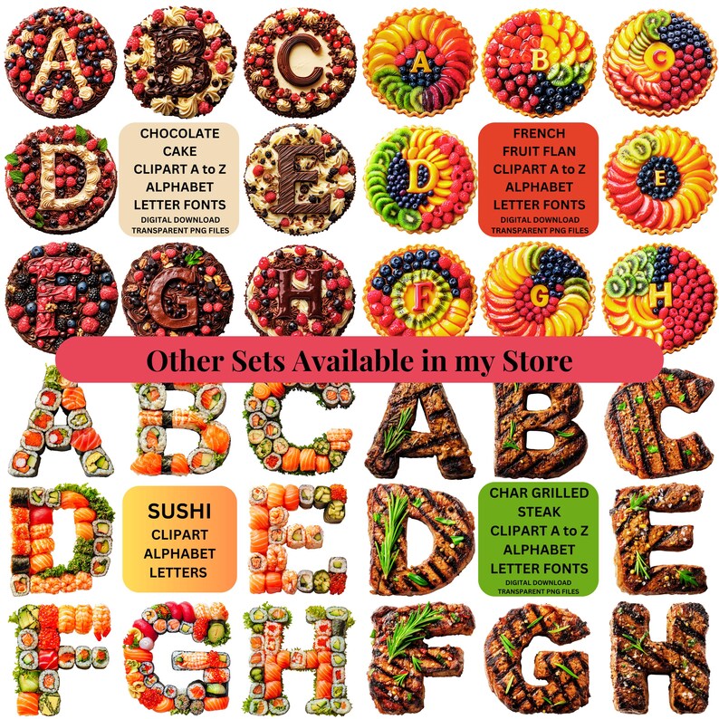 Ice Cream Alphabet Clipart: A-Z PNG Font Letters (digital Download - Etsy