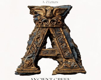 Greek Clipart Alphabet PNG Letters | Ancient Art Themed Mythology Images | Digital Download