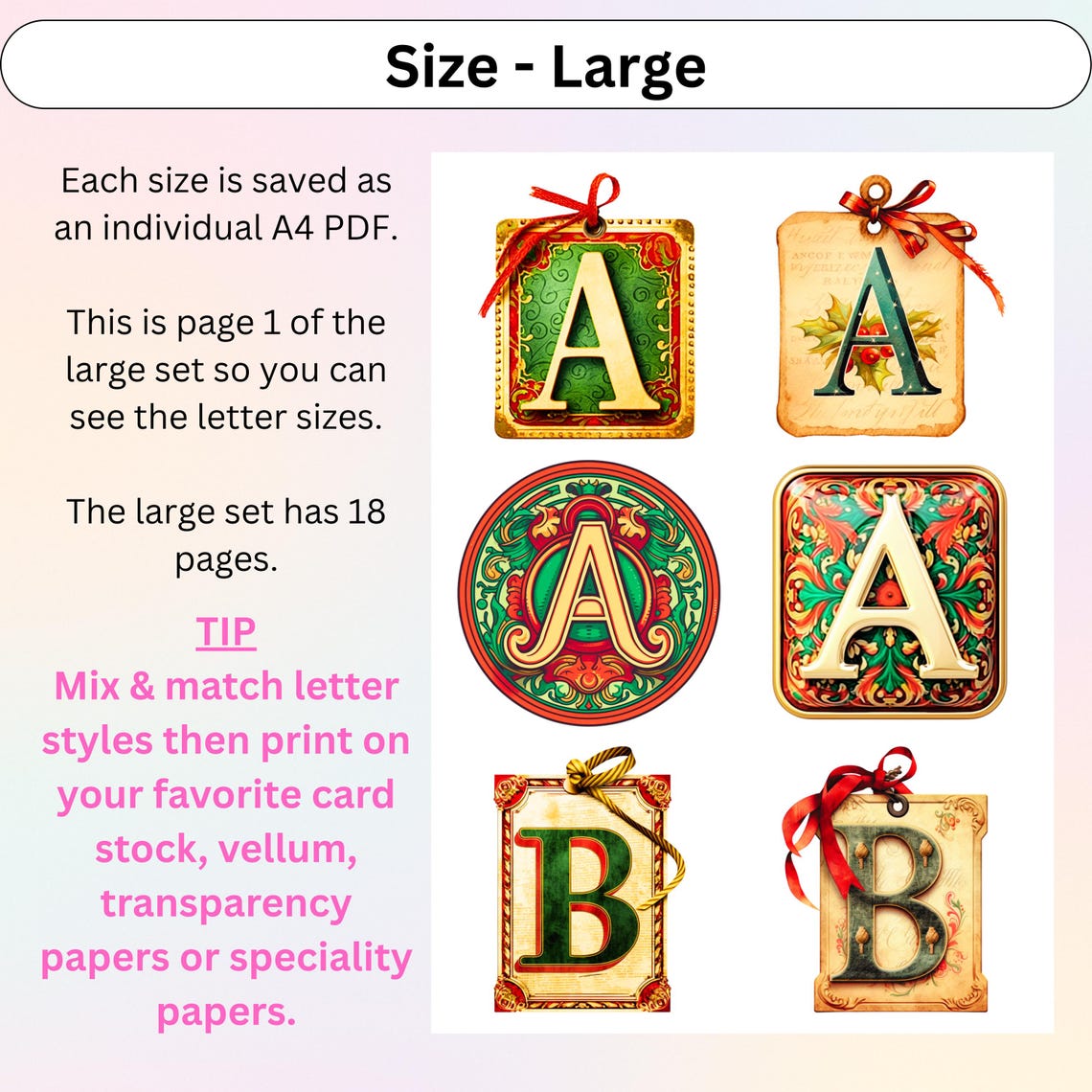 Retro Christmas Alphabet Letter Cut Outs: Printable Fonts (PDF Download ...