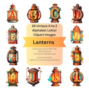 Antique Clipart Alphabet Letters PNG Files for Lantern Digital Download, Scrapbooking Vintage Ephemera Junk Journal, Cricut DIY Arts Crafts
