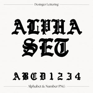 Oud-Engels lettertype | Gotische Blackletter-letters en cijfers (downloadbare png-set)