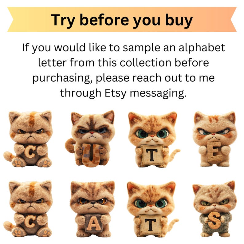 Grumpy Cat Script Grumpy Cat Alphabet Clipart Letters | Digital Download PNG Images ...