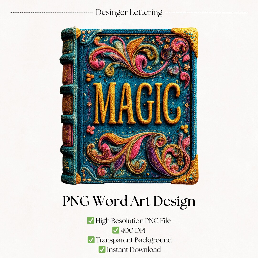 Bookish Magic PNG Word Art Graphic Design | Junk Journal and Scrapbook ...
